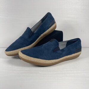 Clarks Danelly Iris Loafers Women's Sz 9 Navy Blue Suede Slip On Espadrilles